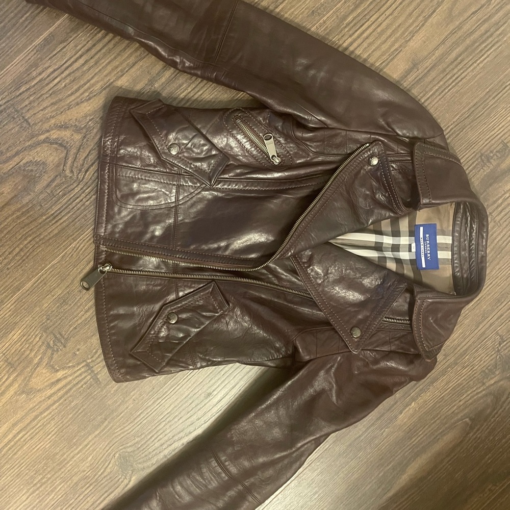 Burberry limited edition leather jacket lambskin size 2-4 biker